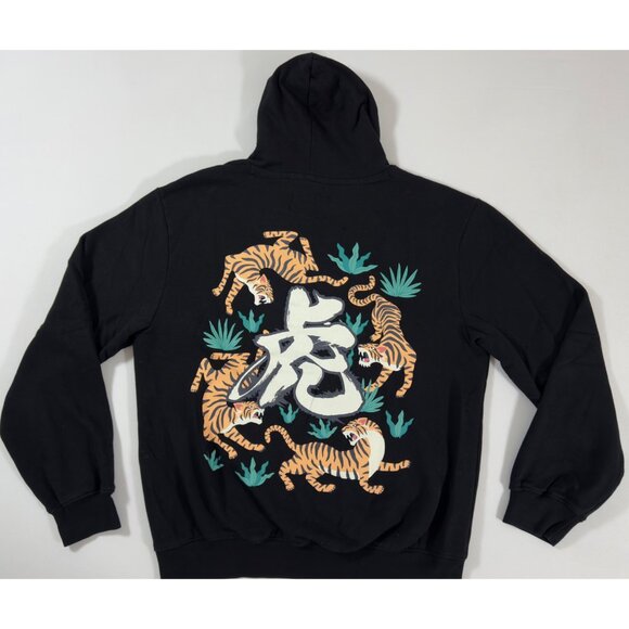 Blind Rooster Tiger Graphic Hoodie XXL Black Streetwear Japan Vibe - Picture 4 of 11